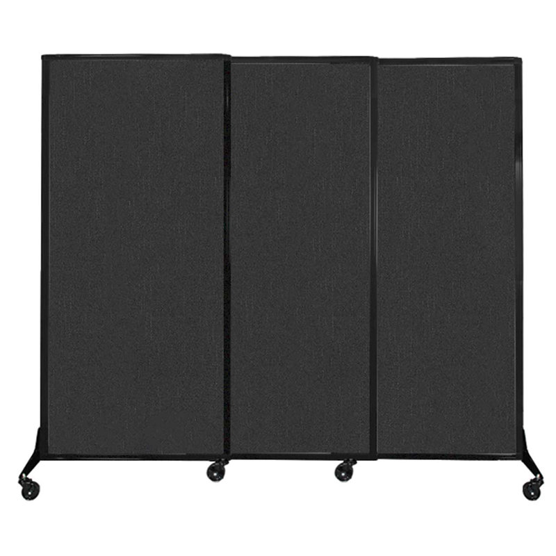 Cloison coulissante à 3 panneaux QuickWall, Noir, H 70 po x l 100 po