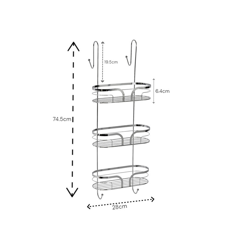 Bodin Over-the-Door Shower Caddy, Polished Chrome