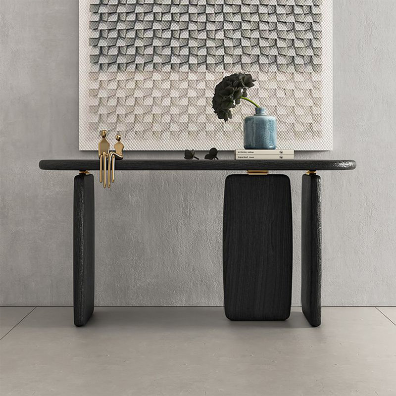 Console noire en bois massif, H 31,5 po x l 39,37 po x P 11,81 po