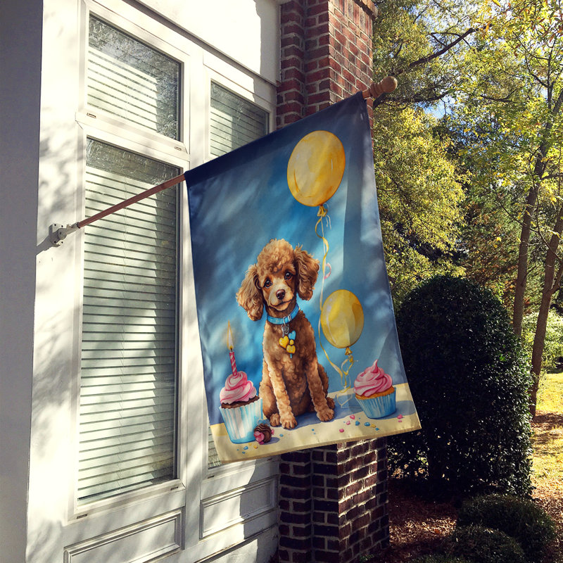 Drapeau «Happy Birthday House», Caniche chocolat