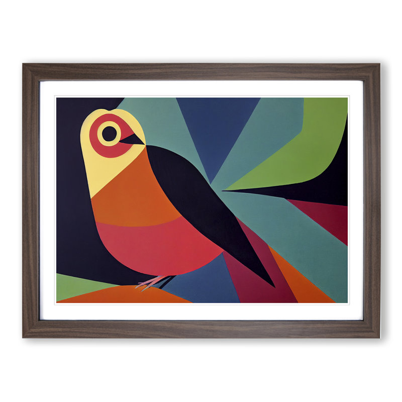 Mind Blowing Abstract Bird - Single Picture Frame Print, Walnut, 46cm H x 64cm W x 2cm D