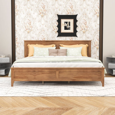  Wood Platform Bed Frame with Headboard