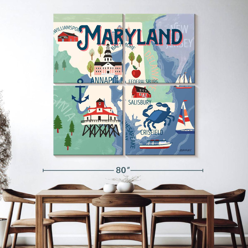Cartes Aliaz State - Attraits du Maryland, H 74 po x l 74 po