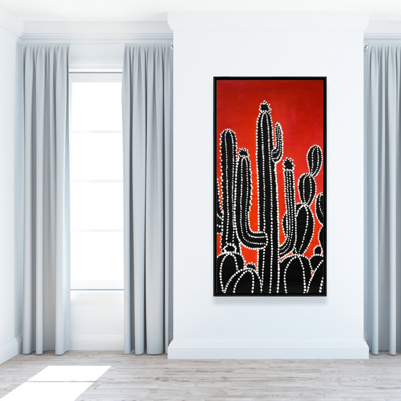 Black tall cactus - 24"x48" Framed canvas