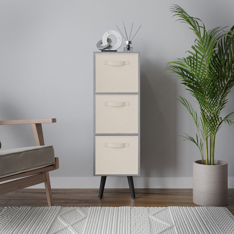 Fika 30cm W 3 - Drawer Chest of Drawers, Cream/Black