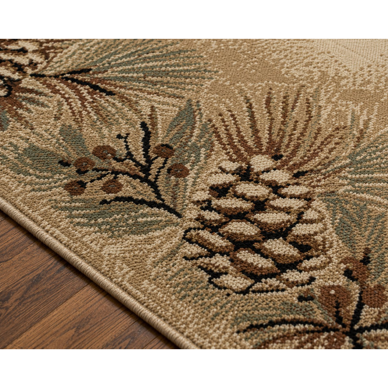 Tapis brun à motif floral Cargin, Rectangle 2 pi 3 po x 3 pi 3 po
