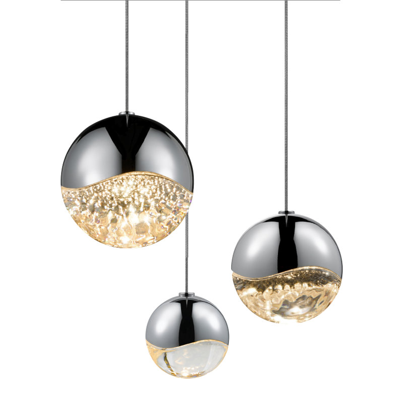 Grapes 1 - Light LED Pendant, 3.75" H x 3.75" W x 3.75" D, Clear, Polished Chrome