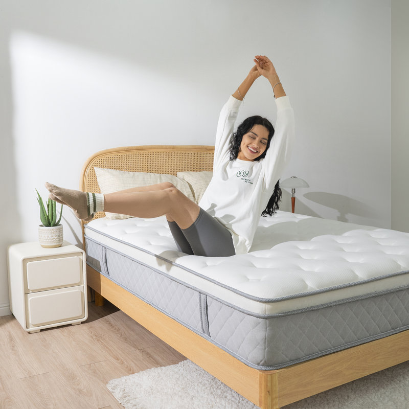 Matelas hybride à ressorts ensachés en mousse viscoélastique respirante, Lit simple, 14"