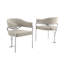 Ensemble de salle à manger en marbre blanc Grand avec chaises d'appoint en tissu Boucle-1999120408-1999120415