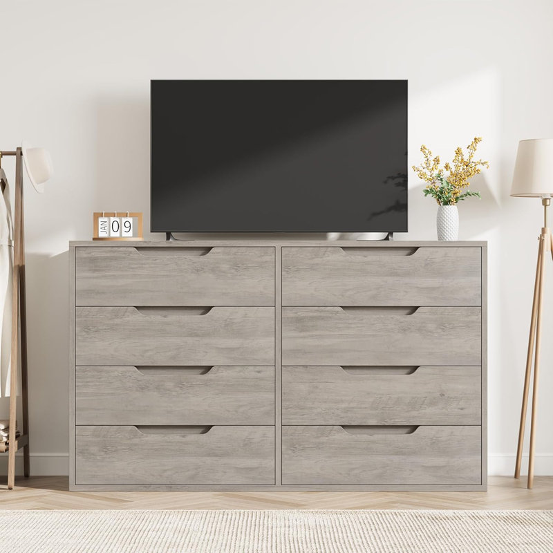 139.7 cm W Chest of 8 Drawers, Grey