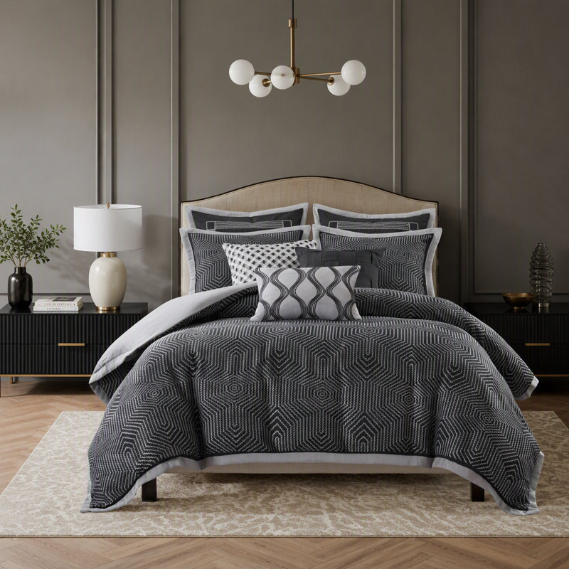 Ensemble de couette de lit Queen de 8 pièces : couette de 234 x 244 cm et taies d’oreiller de 51 x 66 cm