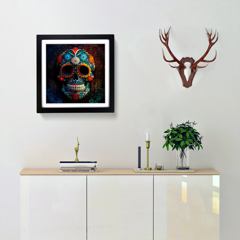 Sugar Skull - Framed Print, Black