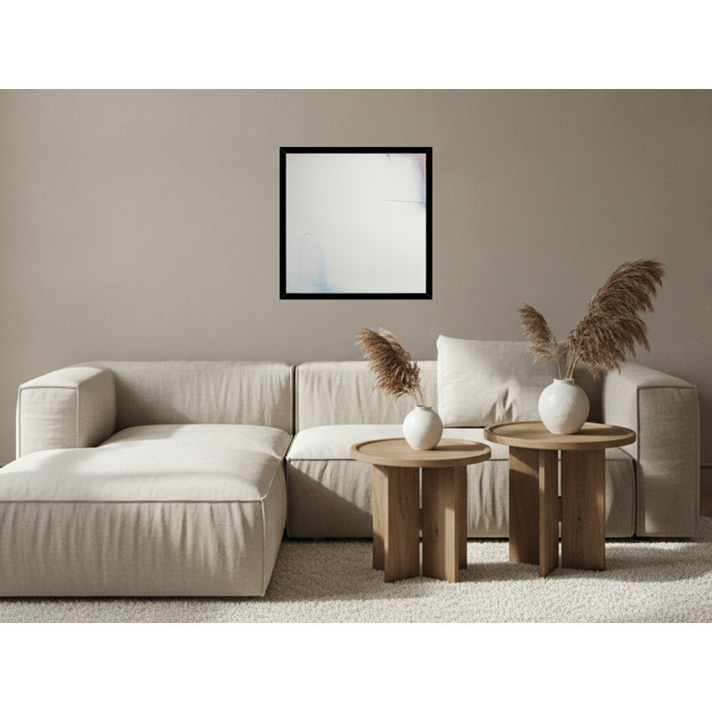 «Minimalist Blue and White Abstract», art mural sur toile encadrée, Black, 24" H x 24" W