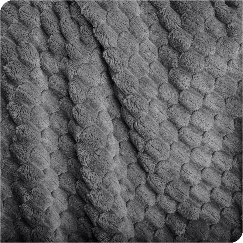 Plush Textured Microplush Fleece Blanket, Twin/Twin XL, Waffle Gray