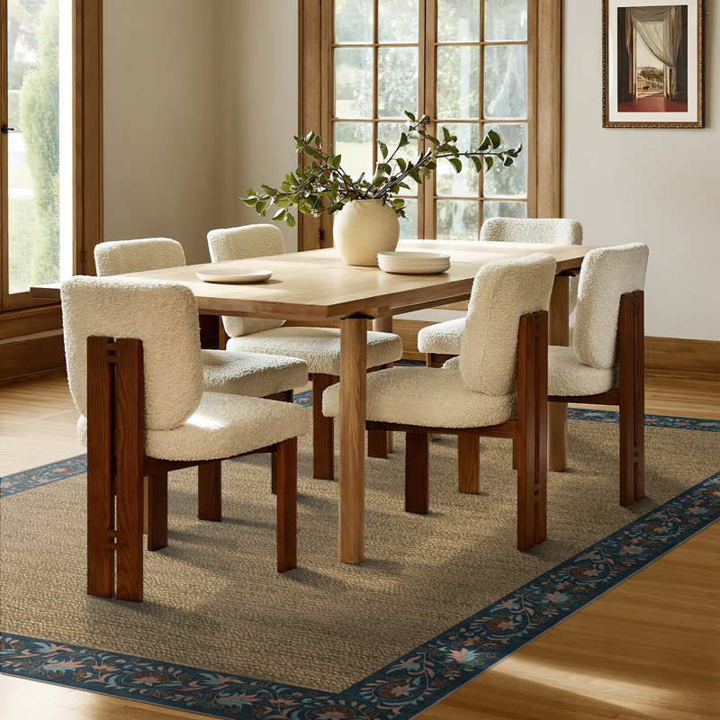 Floral Bordered Machine Washable Rug with Non-Slip Backing Non-Shedding Foldable Soft Low Pile Indoor Carpet