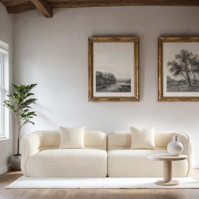 Durable Fabric Upholstery, Solid Wood Frame, High - Density Sponge Filling, Available In Variants Like White + Fabric + 4 Seat, Camel + Fabric + 4 Seat, White + Fabric + 3 Seat + Bathroom, Ideal For Primary Living Spaces, Perfect For Comfortable Lounging,