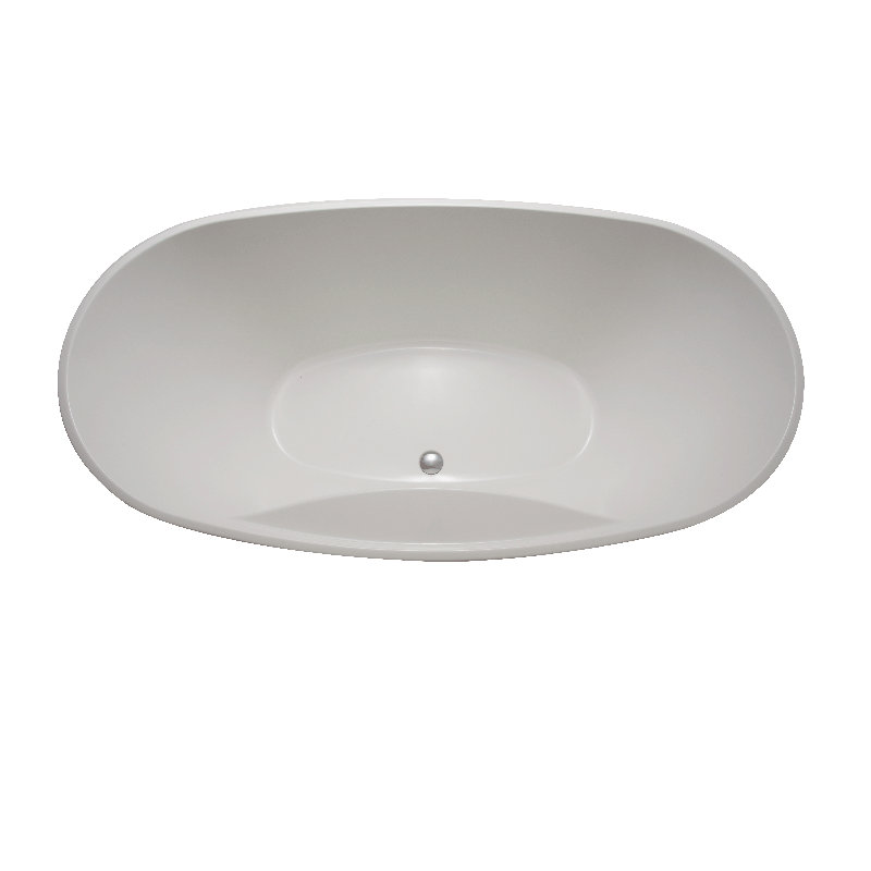 Breanne 66'' L Freestanding Soaking Bathtub, Satin Nickel