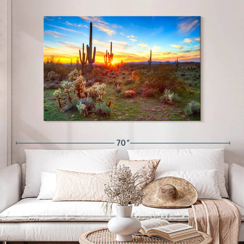 Harnek, désert, cactus, rayon de soleil, H 34 po x l 51 po