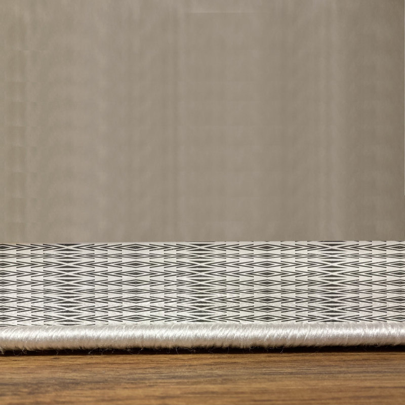 Tapis blanc cassé et gris anthracite, Rectangle 10 pi x 15 pi