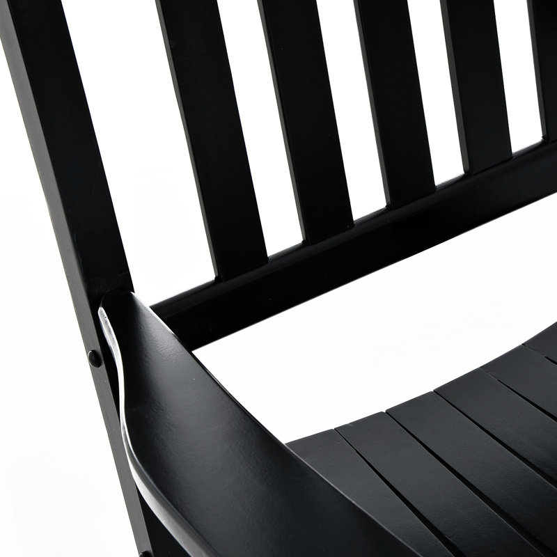 Chaise de patio noire, chaise berçante en bois avec dossier lisse et haut, supportant jusqu'à 352 lb, pour le jardin, balcon offrant une capacité de charge confortable,