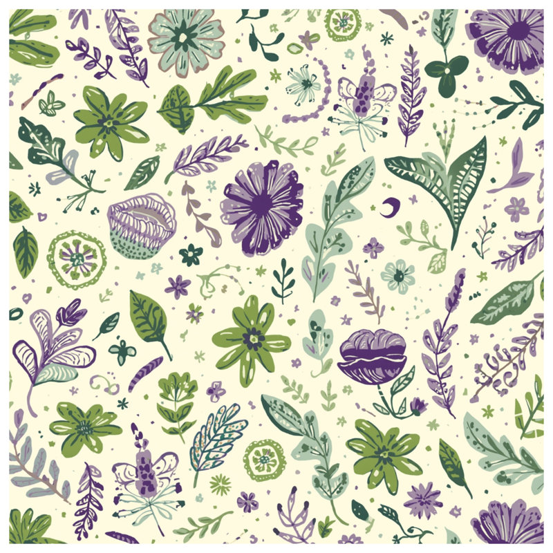 Tapisserie murale verte à motif floral - décoration murale fleurs, 50 po H x 60 po L avec 4 œillets