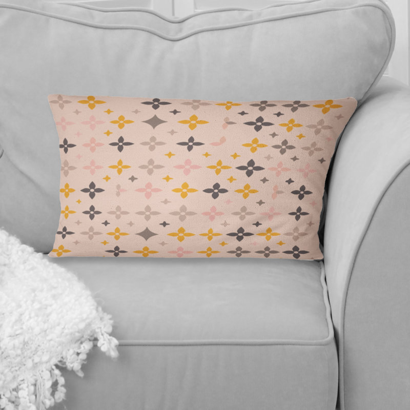 Coussin lombaire bohème rose et jaune