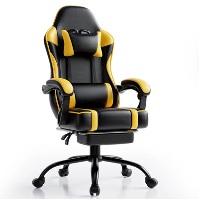 Fauteuil de jeu réglable en cuir PU avec support lombaire et repose-pieds inclinable - Confort ergonomique pour les longues séances