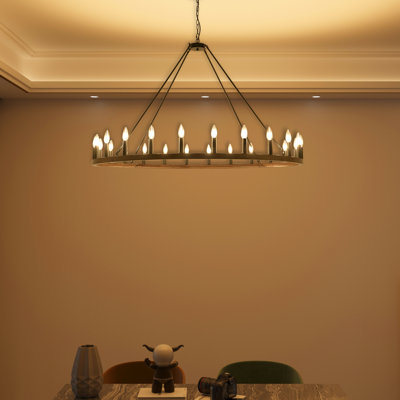 Shelbea 24 - Light Wagon Wheel Chandelier