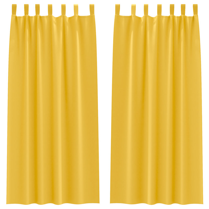 Curtains With Curtains 2 Pcs Polyester, 140cm Width x 260cm Drop, Mustard Yellow