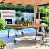 Vikesha Acacia Solid Wood Top Metal Base Dining Table