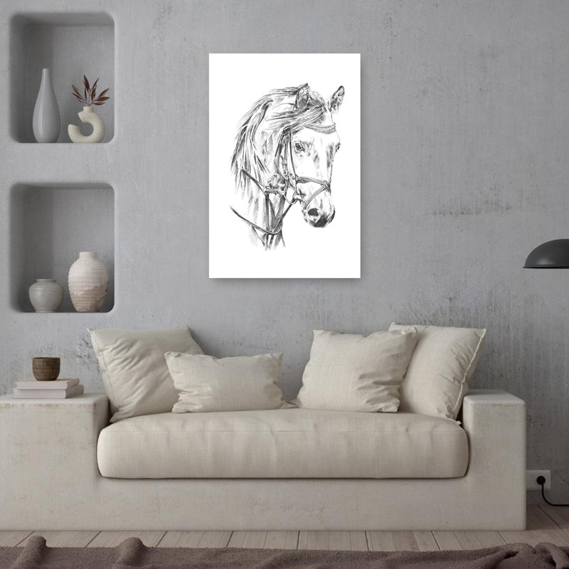 «Elegant Horse Portrait», impression d'art contemporain abstrait abstrait, H 36 po x l 24 po