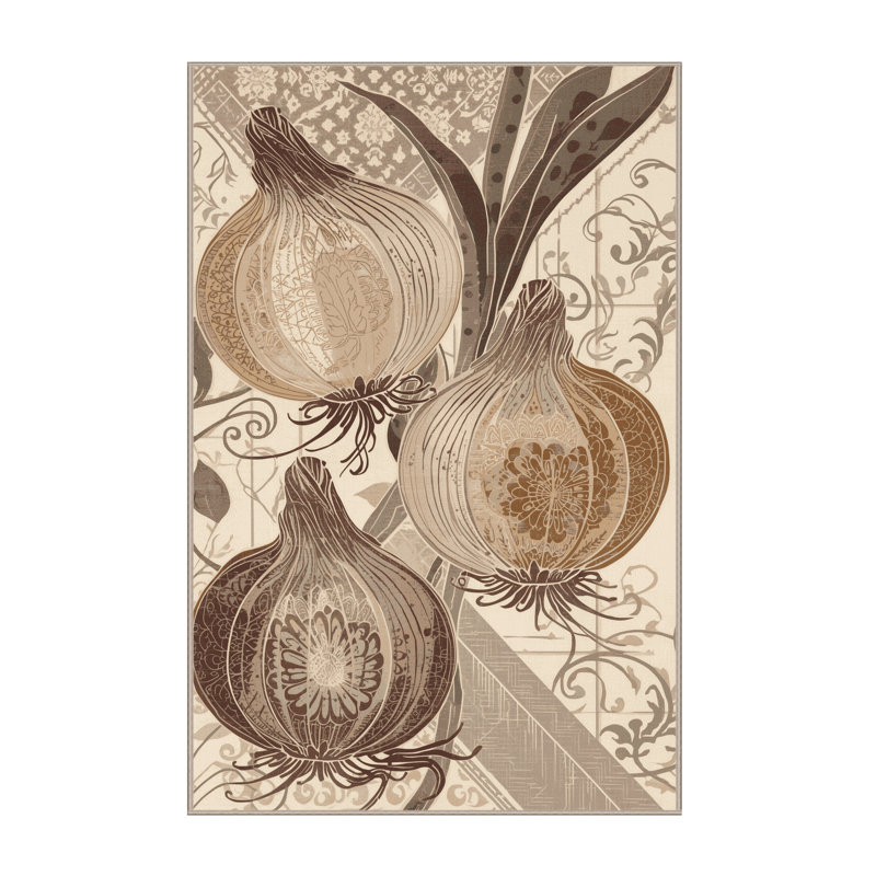 Machine Washable Higgins Onion Classic Oriental Rug in Brown – Beige Binding, 3x5