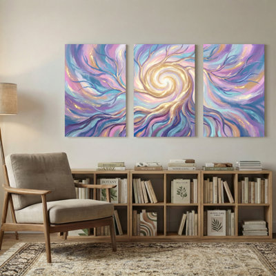 Abstrait arbre tourbillonnant abstrait, ensemble de 3 reproductions d'art sur toile