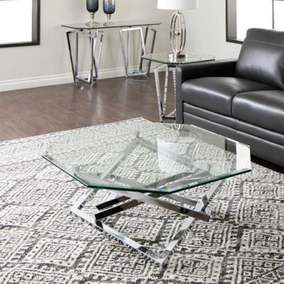 Tempered Octagon Glass table top - 1/2" Thick - Double Bevel Polish Edge