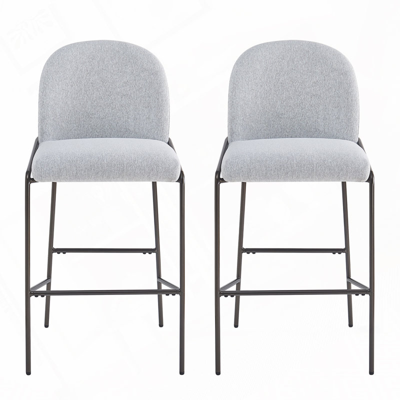 Metal Upholstered Barstool, Gray