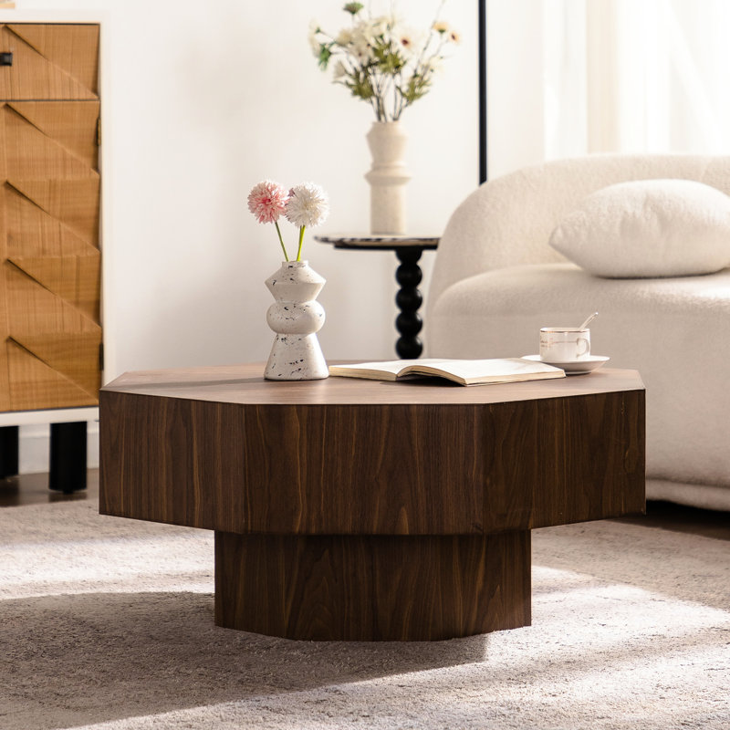 Table basse de 30,27 pouces pour le bureau, rangement ouvert, bords lisses, coin brun noyer - en forme de finition, construction, montée rapide