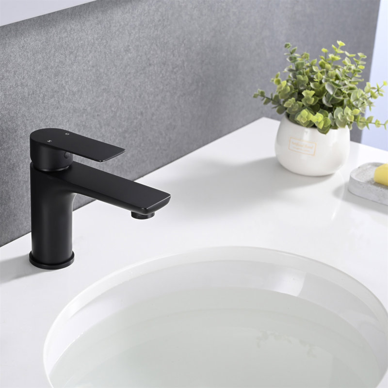 Robinet de lavabo à poignée simple, Noir mat