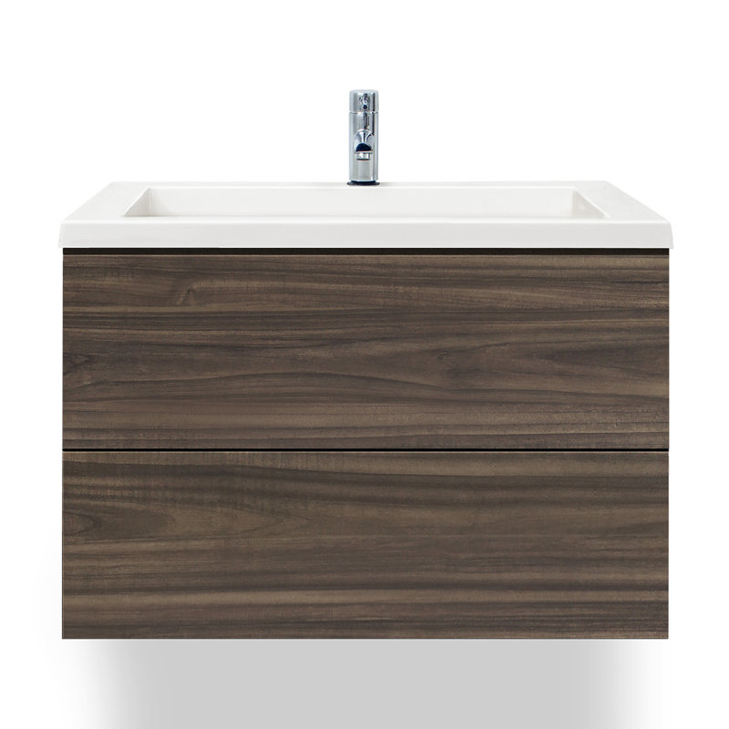 Almamy 31 " W Single Vanity Bathroom Vanity With Marble Top, Dark Walnut