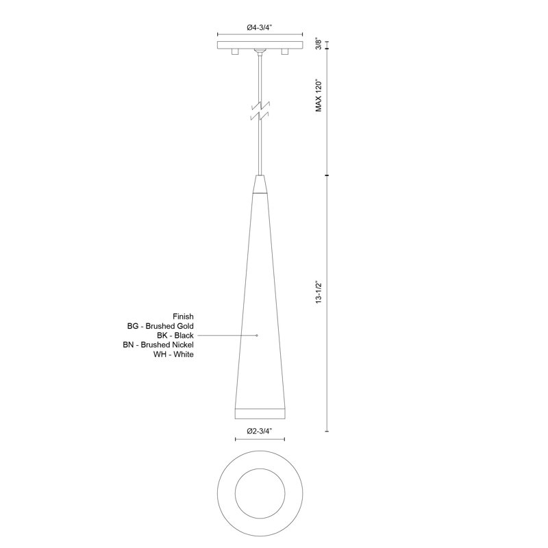 Mina 1 - Light LED Pendant, Black, Black, 12" H x 4.75" W x 4.75" D