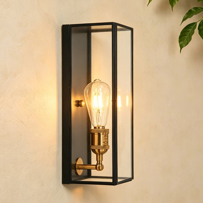 Black 14.25 inch black and glod iron finish wall sconce