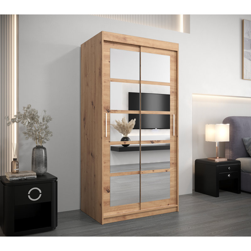 Miltiadh 2 Door Manufactured Wood Wardrobe, Artisan Oak