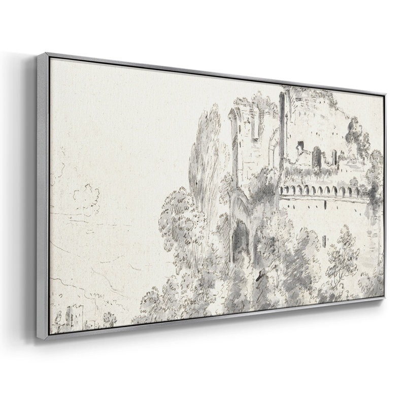 Série paysage - DLII - Toile tendue avec châssis encadré - Prêt à être accroché, Argent argent, H 17 po x l 33 po