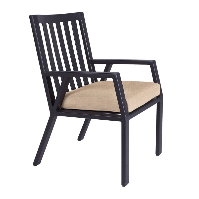 Aris Outdoor Dining Armchair, Graphite, Flagship Stone Sunbrella®