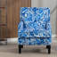 Chaise d'appoint rembourrée, fauteuil vintage avec tissu en lin à rayures blanches et café et garniture cloutée pour le salon-1431716112