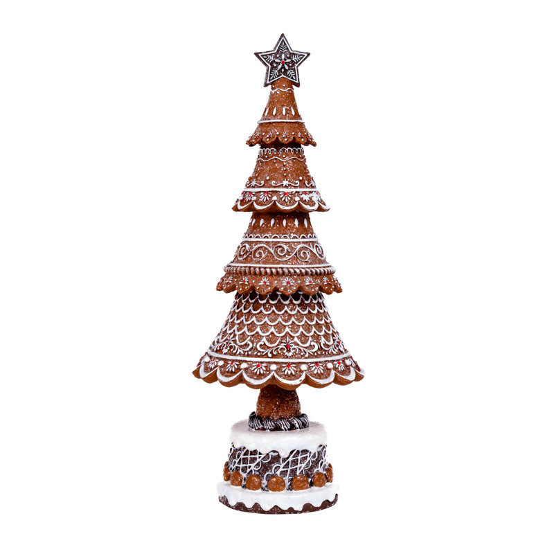 Arbre de pain d'épice brun assis, H 16,5 po x l 6,5 po x P 6,5 po