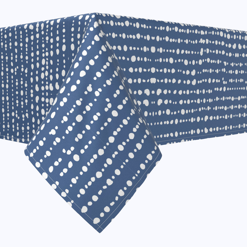 Rectangular Tablecloth, 100% Cotton, 52X120", Dots In Stripes, 52" L x 120" W