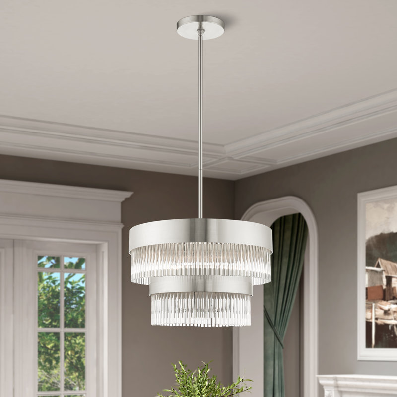 Bamey 5 - Light Drum Chandelier, Brushed Nickel, 20", 7