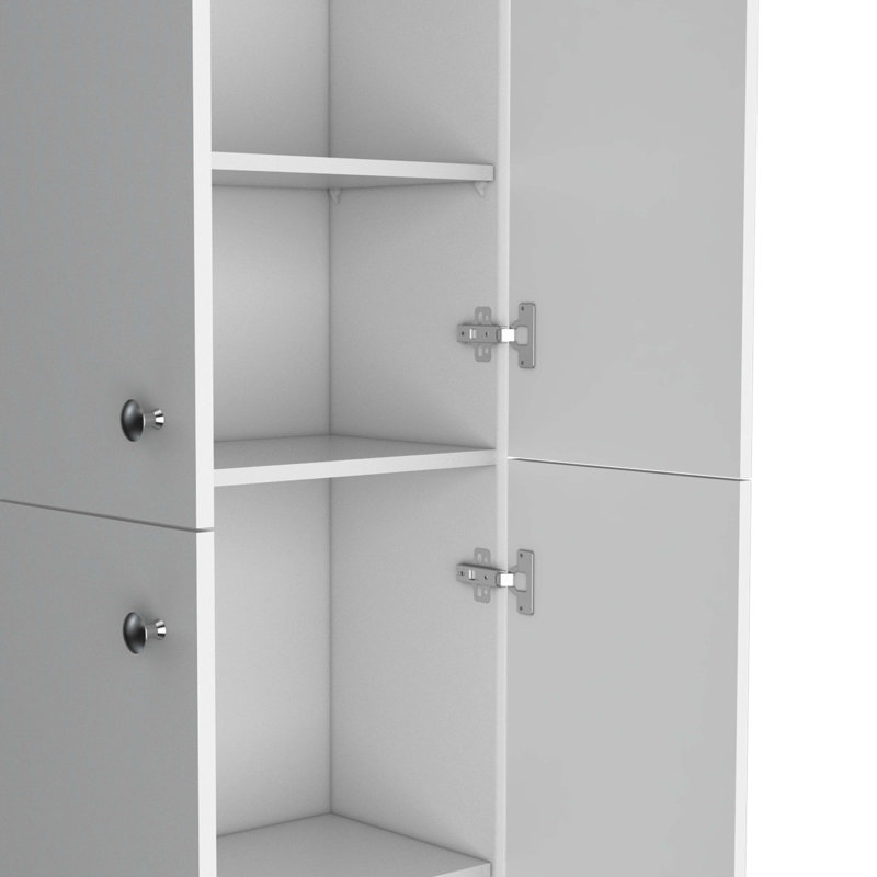 Armoire de cuisine H 71 po, 4 portes, 5 tablettes réglables, buanderie, Blanc