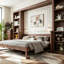 Grand lit escamotable avec bureau et tablettes-309815765