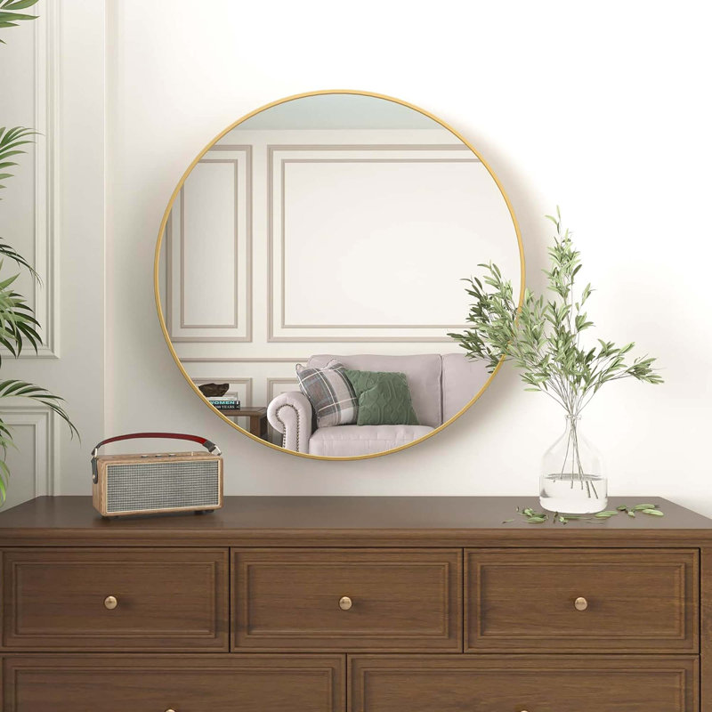 Miroir de salle de bain Deltufo, 32 po x 32 po, Or